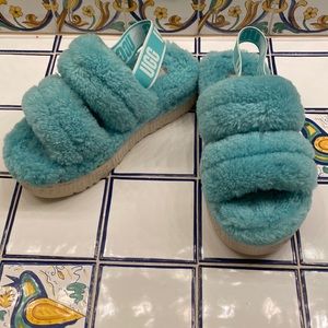 Ugg Fluffita aqua slippers- size 7